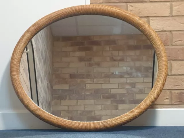 Vintage Wooven Style Large Oval Wall Mirror 63.5 cm x 77 cm