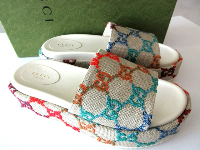 NWB Gucci GG Platform Psychedelic multicolor Slides Sandals Size 10 40 623212 NWB Gucci GG Platform Psychedelic multicolor Slides Sandals Size 10 40 623212