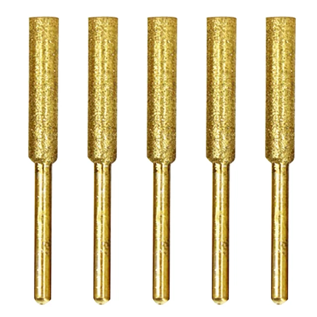 5pcs/Set Diamond Coated Grinding File Stone Heads Drill Bit (4.8mm Gold) #Q