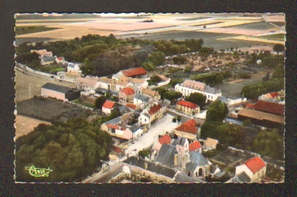 MORANGIS (91) VILLAS & EGLISE en vue aérienne du vieux pays période 1950