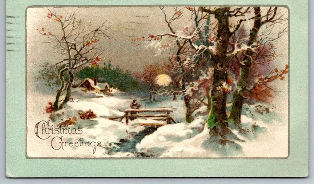 Vintage Xmas Christmas Postcard -Manchester NH Cancel 1926