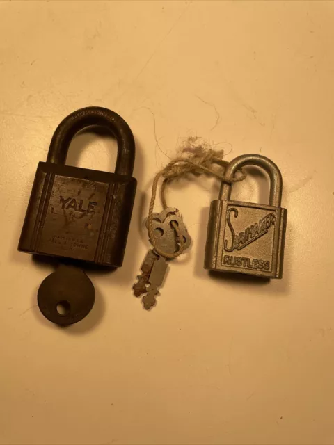 Two Vintage Padlocks Yale, And SlayMaker. With Keys.