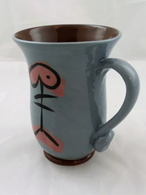 Quirky Cat & Fishbone Mug, Studio Pottery Earthenware Stoneware, Made in Wales