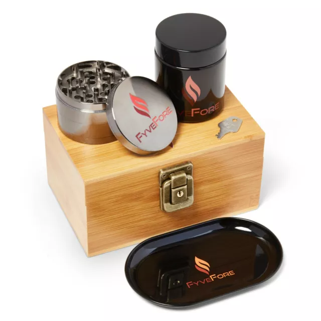 NEW Locking Stash Box Set w/ Aluminum Herb Grinder, Rolling Tray