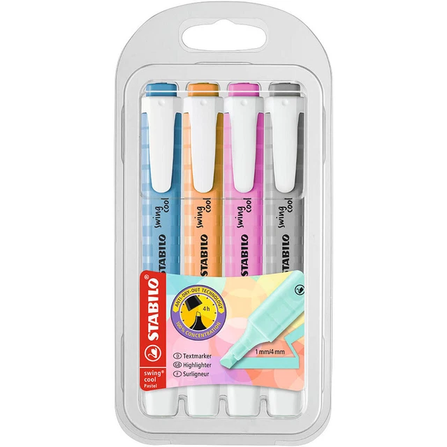 STABILO swing cool Pastel Textmarker farbsortiert, 4 St.