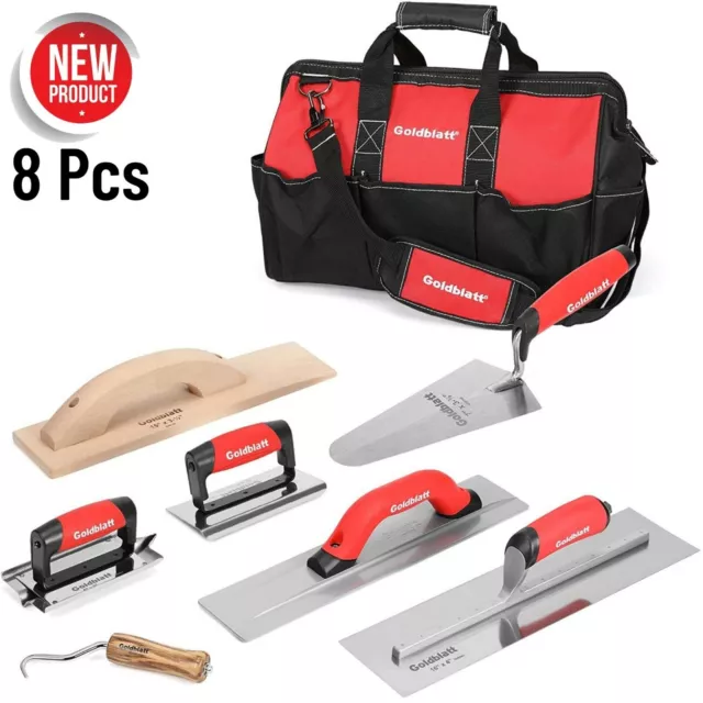 8Pc Masonry Hand Concrete Finishing Tool Gauging Trowel Groover Edger Wood Float