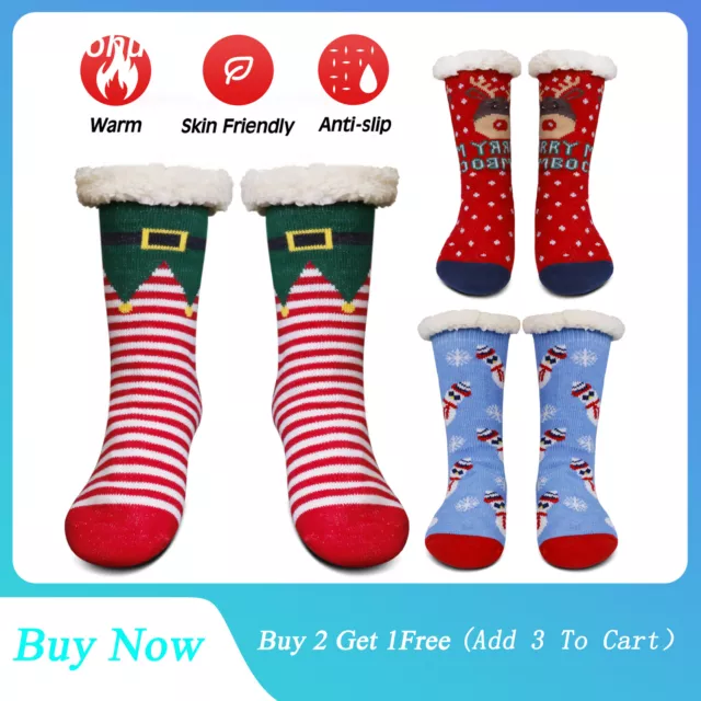 Men Women Winter Slipper Socks Fuzzy Wool Christmas Crew Stocking Stuffers Gift