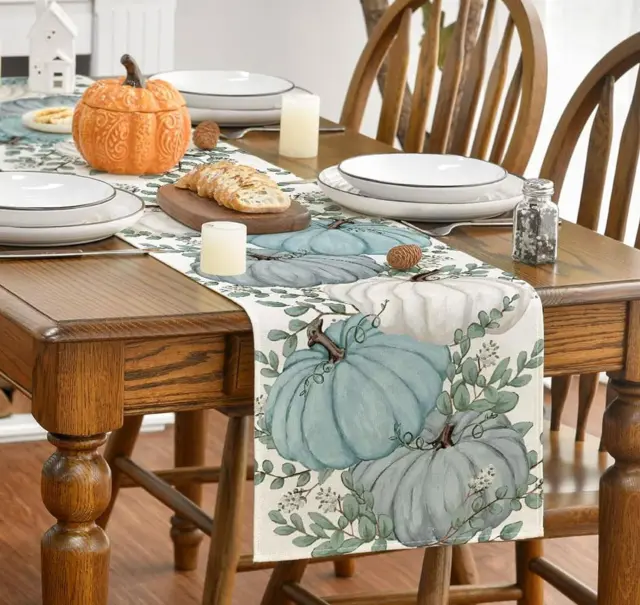 Thanksgiving Fall Table Runner 72 Inches Long Fall Harvest,Autumn Pumpkin Kit...