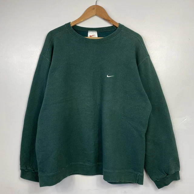 vintage forest green nike crewneck sweatshirt 90's fashion