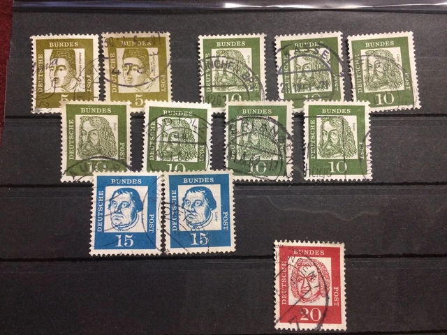 BRD 1961 BEDEUTENDE DEUTSCHE  LOT  STÜCK 12 ; Mi 347, 350, 351, 352 ( y??) gest