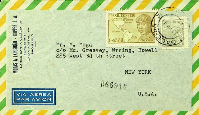 SEPHIL BRAZIL 1951 2v ON AIRMAIL COVER FROM SAO PAULO TO NEW YORK USA