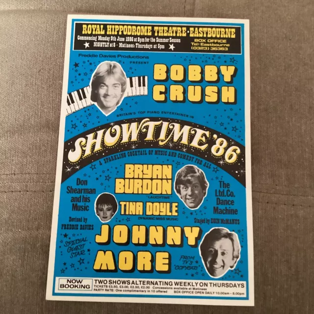 ROYAL HIPPODROME THEATRE EASTBOURNE Flyer SHOWTIME 86 Bobby Crush