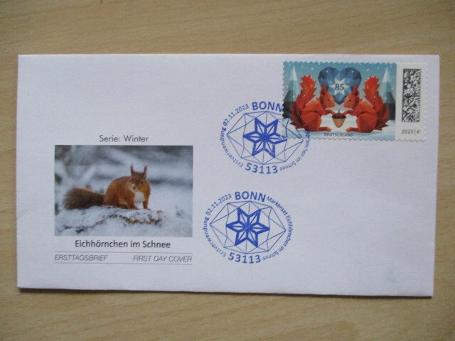 Ersttagsbrief:  Eichhörnchen im Winter SELBSTKLEBEND- Mi.Nr. 3802 - Ersttag Bonn