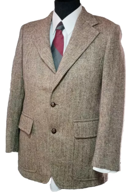 Norman Hilton 1975 Wool Harris Tweed Speck Blazer Jacket Sport Coat Chest 42