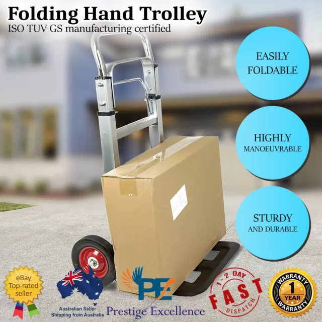 100kg Trolley Folding Hand Truck Sack Barrow Warehouse Garage Outdoor Heavy Duty