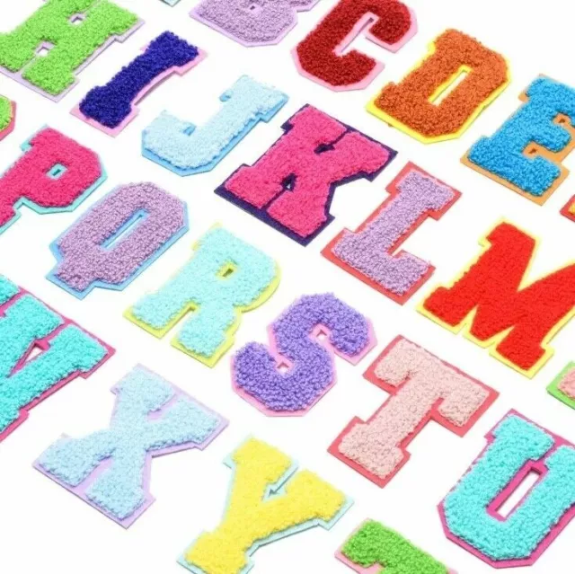 Multi Colour Chenille Letter Patch Patches Iron On Towel Alphabet Embroidery