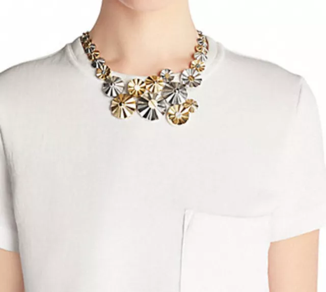COACH Statement Daisy Rivet Clustered Necklace Mix Metal Gold Silver $325.00