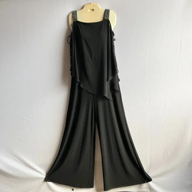 Vintage 1990s MSK Black Sleeveless Dressy Wide Leg Jumpsuit Eveningwear M/L