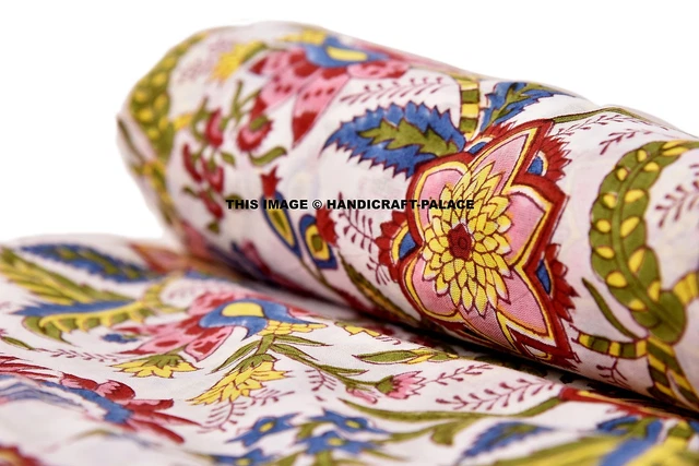 Coton Voile Main Bloc Imprimé Couture Indien Tissu Matière Artisanat 4.6m 3