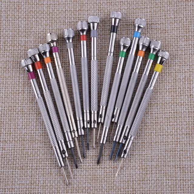 13x 0.6mm-2.0mm Watchmaker Screwdriver Kit Watch Glasses Jewelry Repair Tool Set