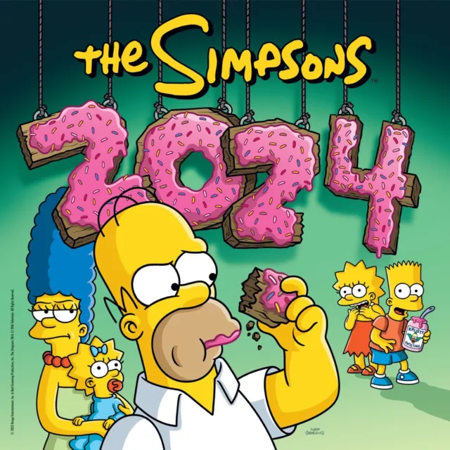 Die Simpsons 2024 Kalender, Monat zum Anzeigen des quadratischen Wandkalenders, offizielles Produkt