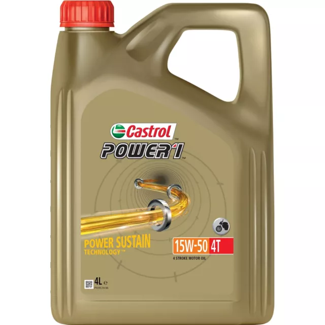 Castrol POWER1 4T 15W-50 15W50 SS 4 Stroke Motorcycle Engine Oil 4 Litre 4L