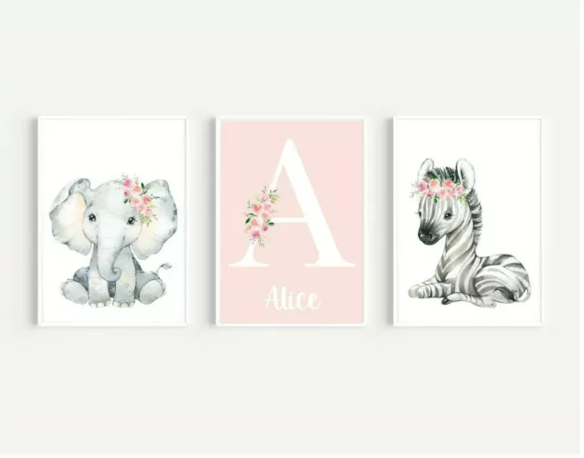 Safari Animal Nursery Prints, Bedroom Wall Art, Pictures, Girls Nursery Decor