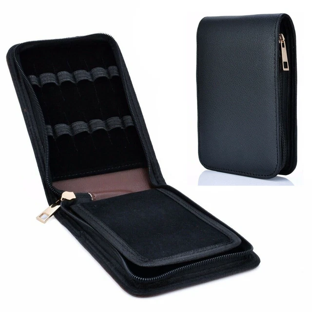 1 Pc Stylo-plume Roller En Cuir Noir Binder Case Holder Papeterie Pour 12 Stylos