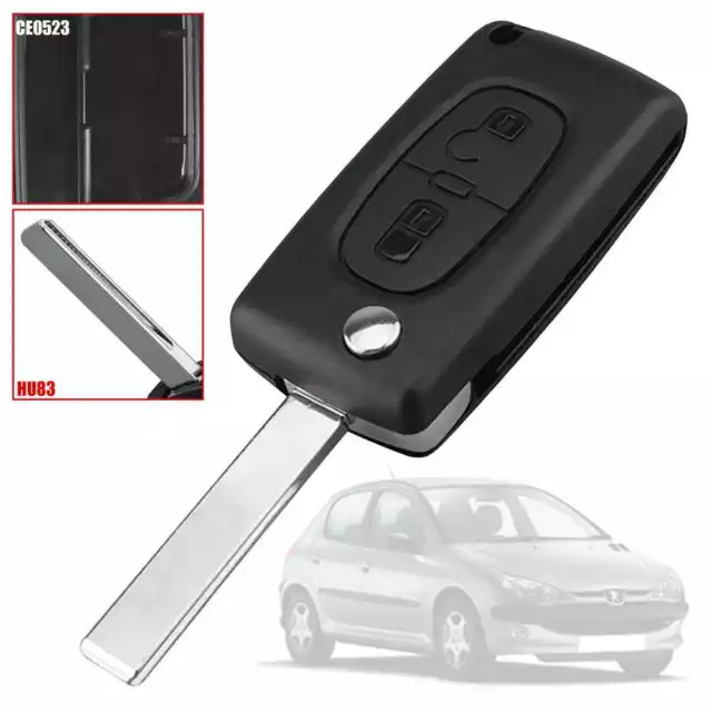 CE0523 HU83 2 Buttons Flip Key Shell Case for Peugeot 206 207 306 Citroen C3 C4