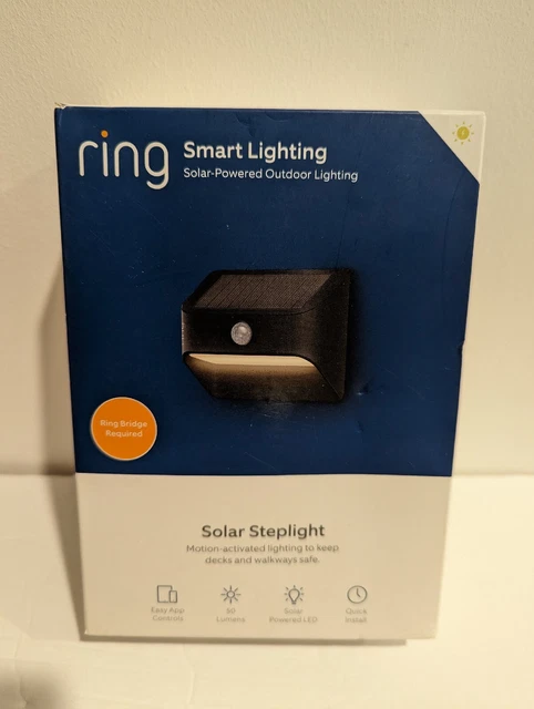 Ring Smart Lighting Outdoor Solar Steplight Motion-Sensor Smart Alarm Black NEW