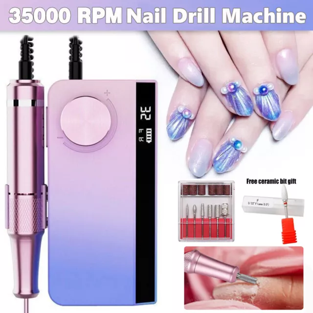 35000RPM Portable Rechargeable Nail Drill Cordless Machine E File Manicure Tool