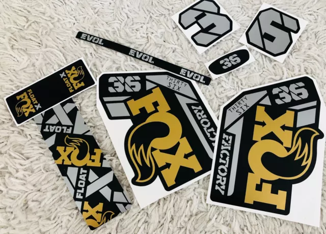 Fox 36 Factory & Fox Float X Decal Kit - KASHIMA GOLD/Silver