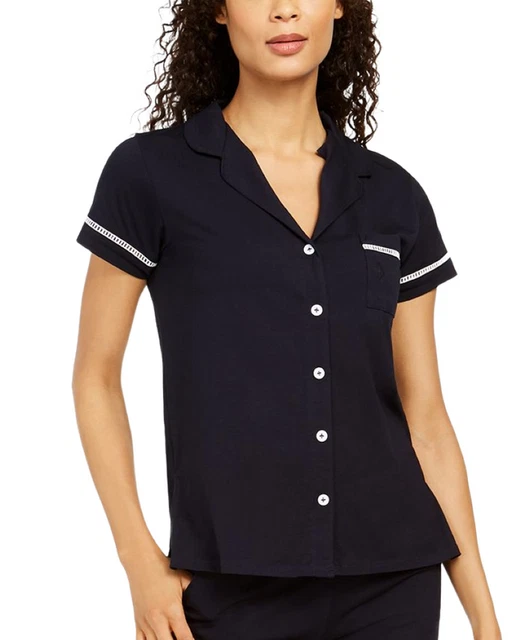 Vera Bradley Women's Ladder Lace Pajama Top (Classic Navy, Medium)