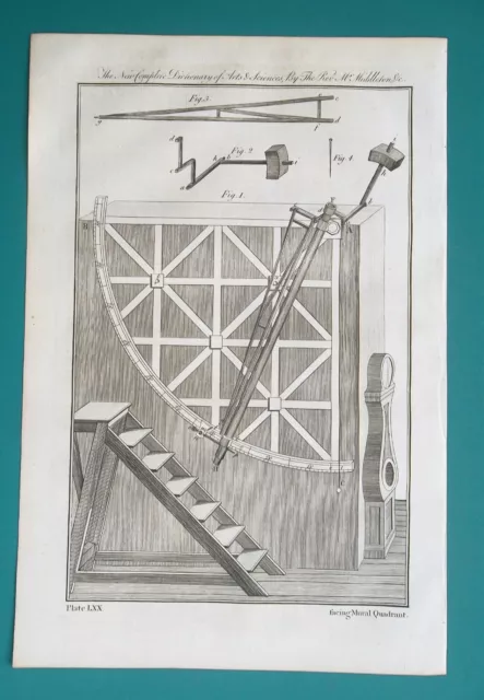 ASTRONOMY Mural Quadrant - 1778 Antique Print