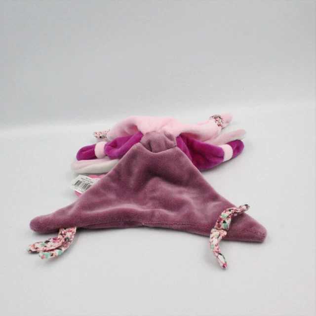 Doudou et compagnie lapin blanc rose prune cerise attache tétine - 25030