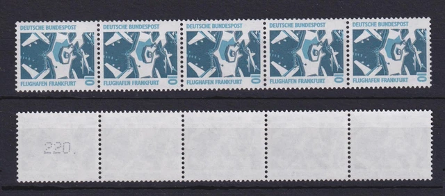 Bund 1347 Au RM 5er Streifen mit gerader Nummer mit Punkt SWK 10 Pf postfrisch