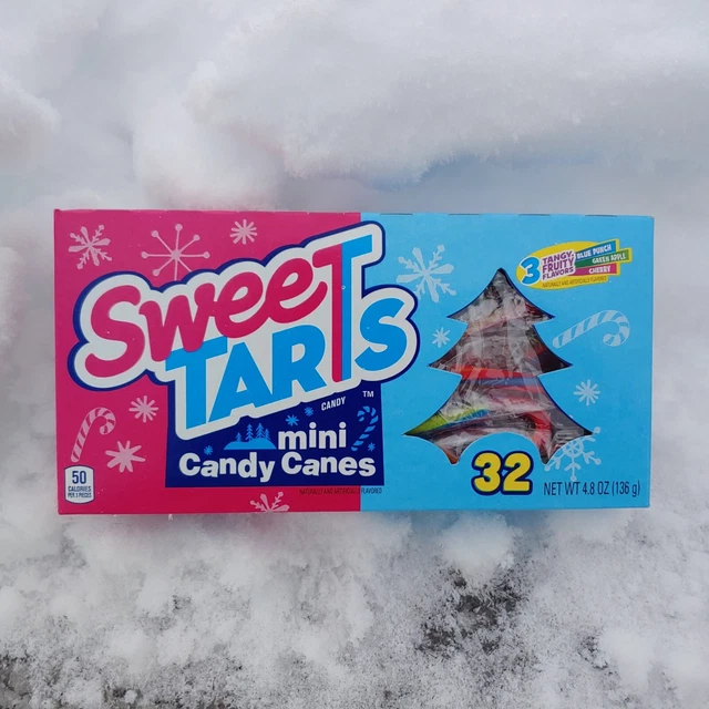 SWEETARTS FLAVORED MINI Candy Canes 32 Ct Box 4.8oz Sweet Tarts Blue