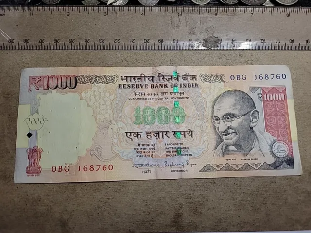 🇮🇳 India 1000 rupees 2014 P-107  P-107j "L"  Banknote 030224-9