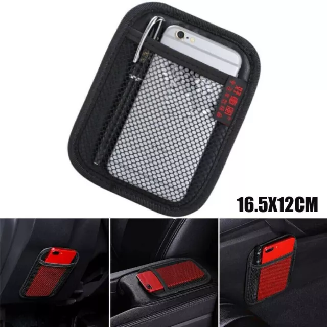 Black Car Storage PU Leather Pouch Bag Phone Holder Organizer Auto Accessories