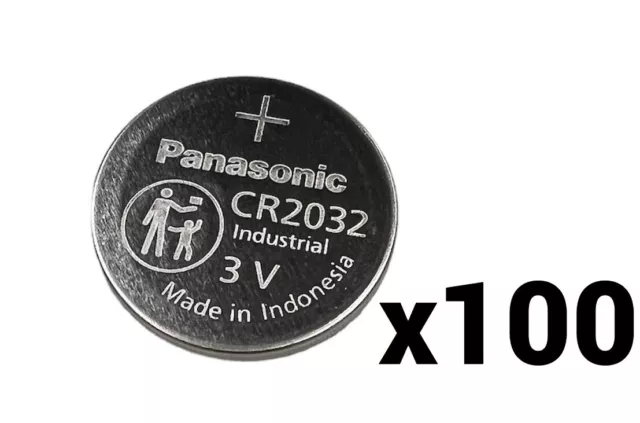 100 Hundred Panasonic Cr2032 Bulk Cr 2032 3V Lithium Coin Cell Battery Exp 2032