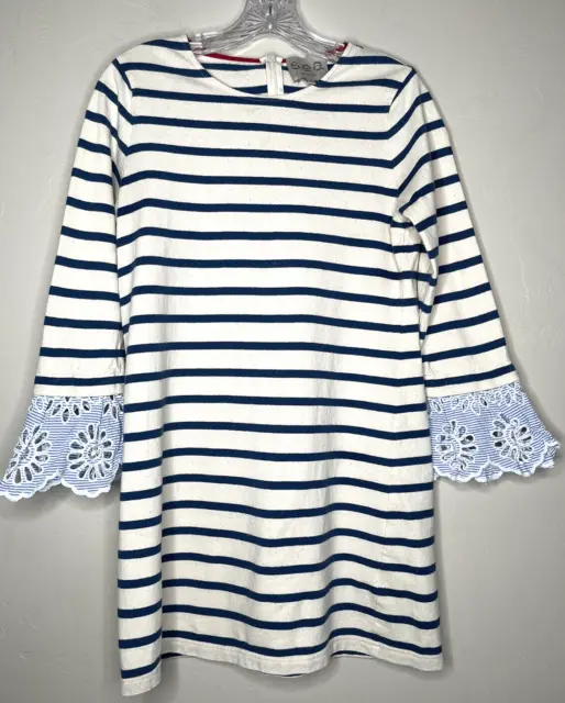 Womens SEA New York Blue Striped Nautical Shift Dress Size Medium Flaw