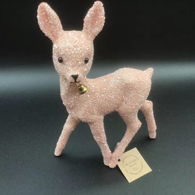 Ino Schaller Bayern Christmas Reindeer Figure Peach glitter Deer Figurine New 3