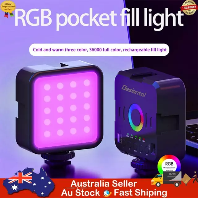 Pocket RGB Full Color 3000-9000K LED Video Light Photography Fill Lamp VLog