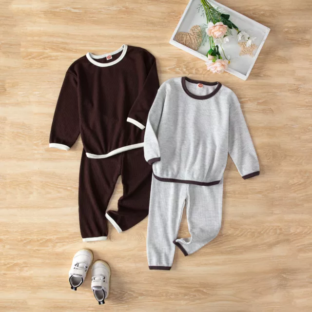 Toddler Infant Kids Baby Boy Girl Clothes Long Sleeve T-shirt Tops+Pants Outfits