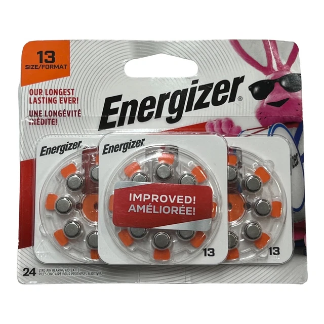 Baterías de audífono de aire Energizer zinc talla 13 AZ13DP 24 unidades vencimiento 12/25