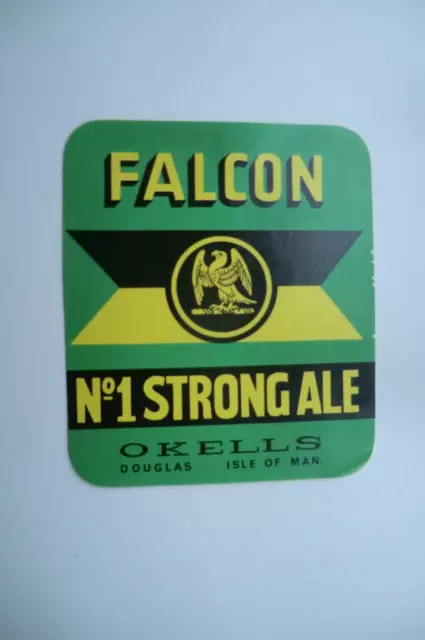 MINT OKELLS DOUGLAS I OF M FALCON No1 STRONG ALE BREWERY BEER BOTTLE LABEL