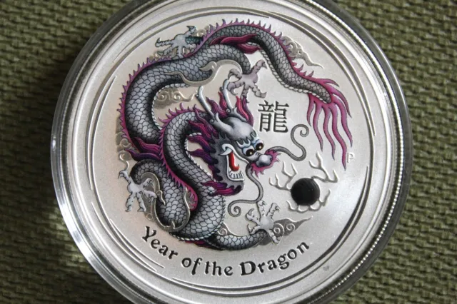 Australien Lunar II 2012 Drache 1oz silber coloriert farbig Silbermünze