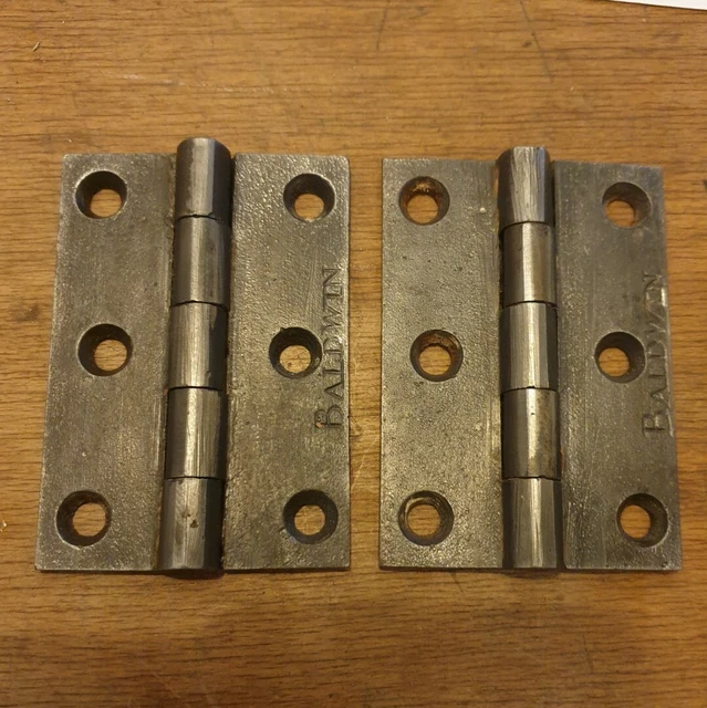 One pair of Old 3 1/2" Baldwin cast iron door hinges