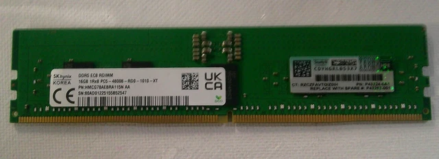 16GB DDR5 EC8 RDIMM ECC 4800メモリー　レノボ 4X71L72498 Lenovo 16GB DDR5 4800MHz ECC RDIMM メモリ 1台