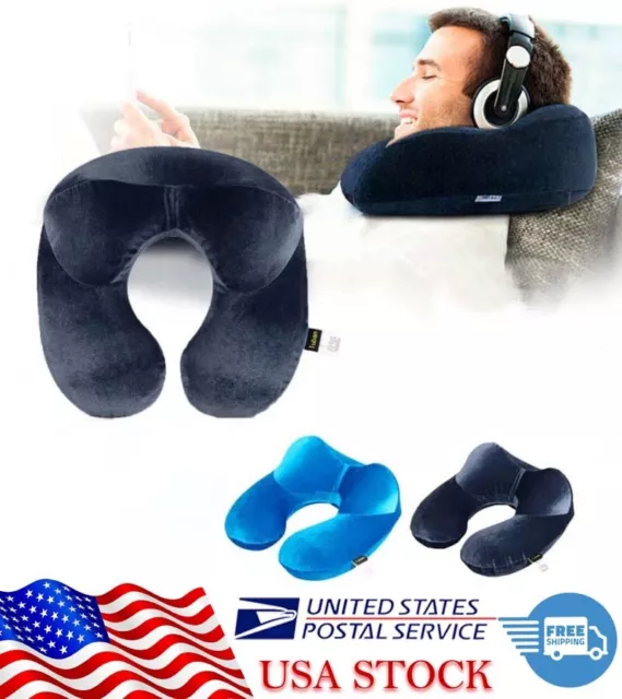 Super Soft U-Shape Travel Pillow Airplane Inflatable Neck Head Support Cushion